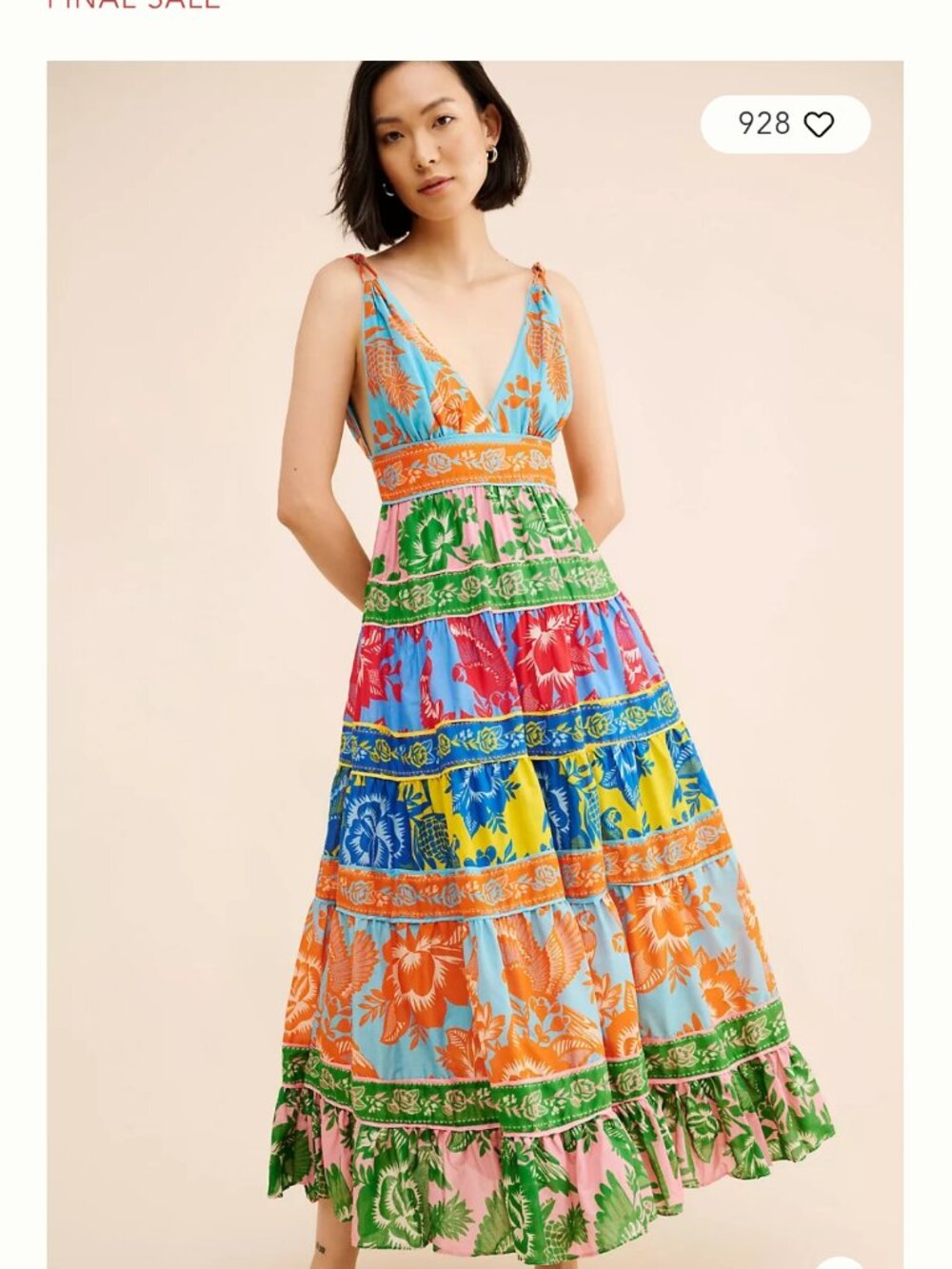 Farm Rio X Anthropologie Lace Garden Mix Maxi Tiered Dress Resort Boho Beachy